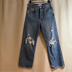 Levi’s Ribcage Straight Ankle Jeans - Distressed High Rise - Retro Boho Size 28